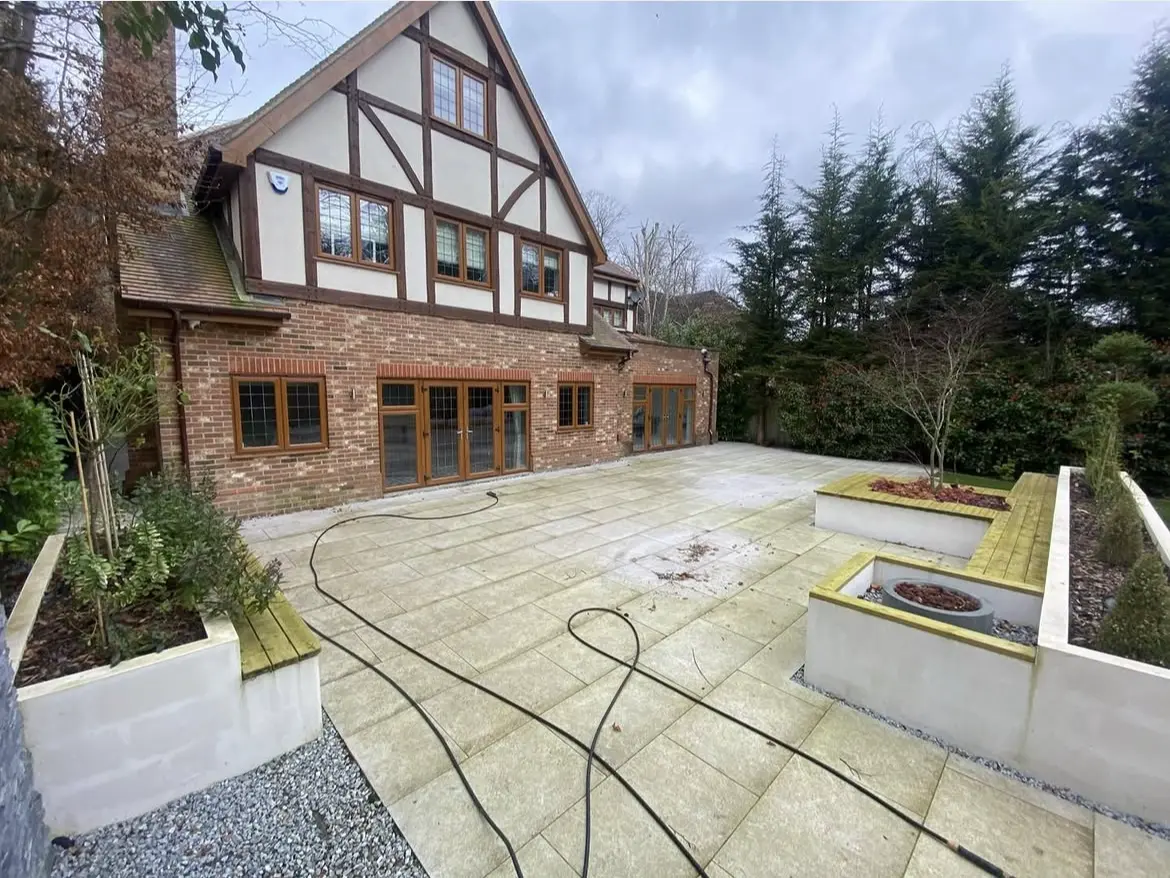Patio cleaning by Geyserclean in Milton Keynes, before treatment