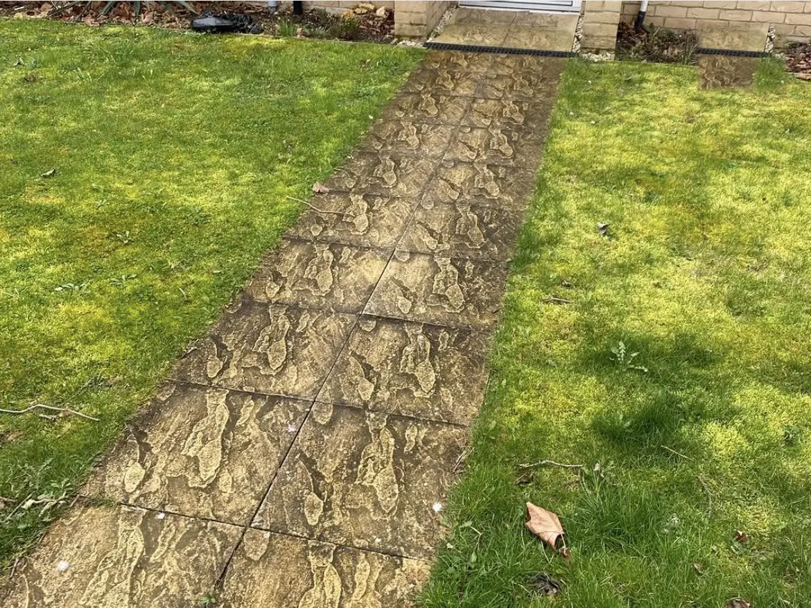 Patio cleaning by Geyserclean in Milton Keynes, before treatment