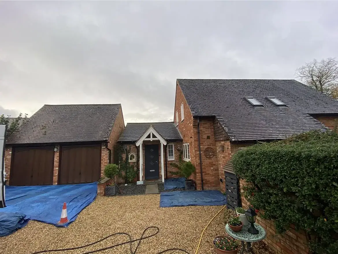 Roof cleaning by Geyserclean in Milton Keynes, before treatment