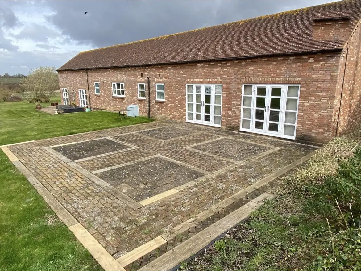 Patio cleaning by Geyserclean in Milton Keynes, before treatment