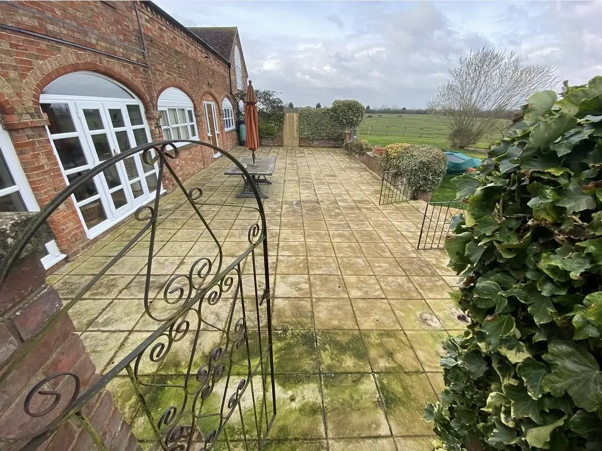 Patio cleaning by Geyserclean in Milton Keynes, before treatment