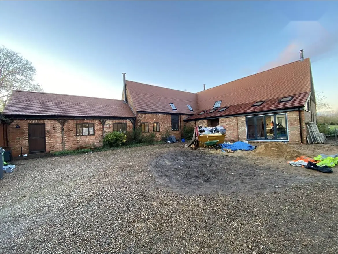 Roof cleaning by Geyserclean in Milton Keynes, work in progress