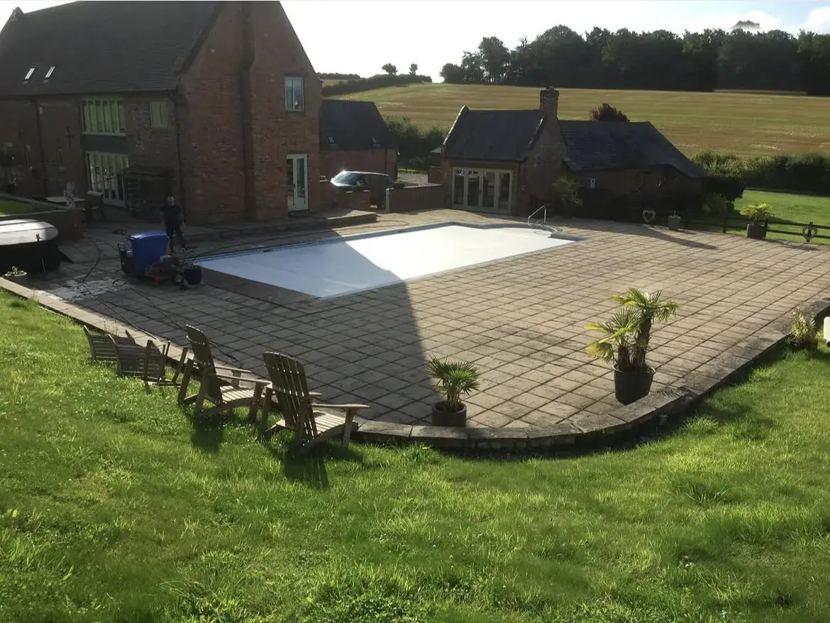 Patio cleaning by Geyserclean in Milton Keynes, before treatment