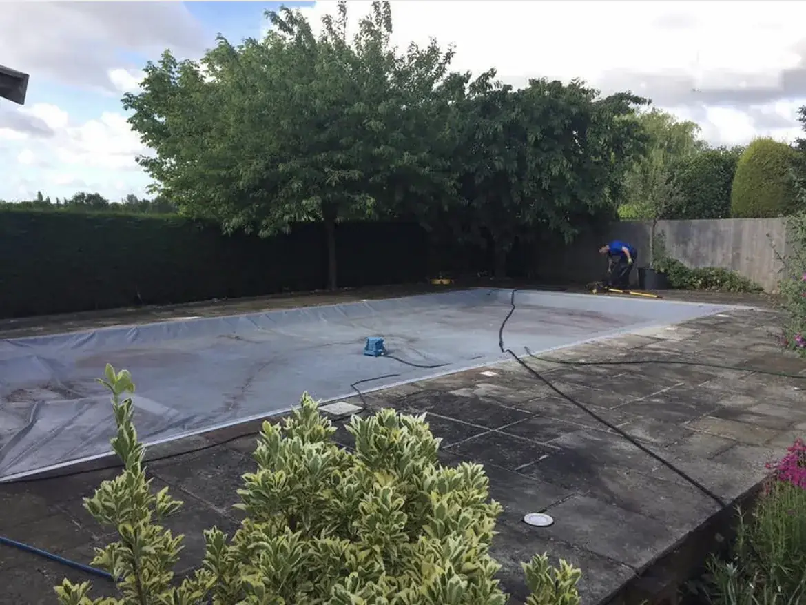 Patio cleaning by Geyserclean in Milton Keynes, before treatment